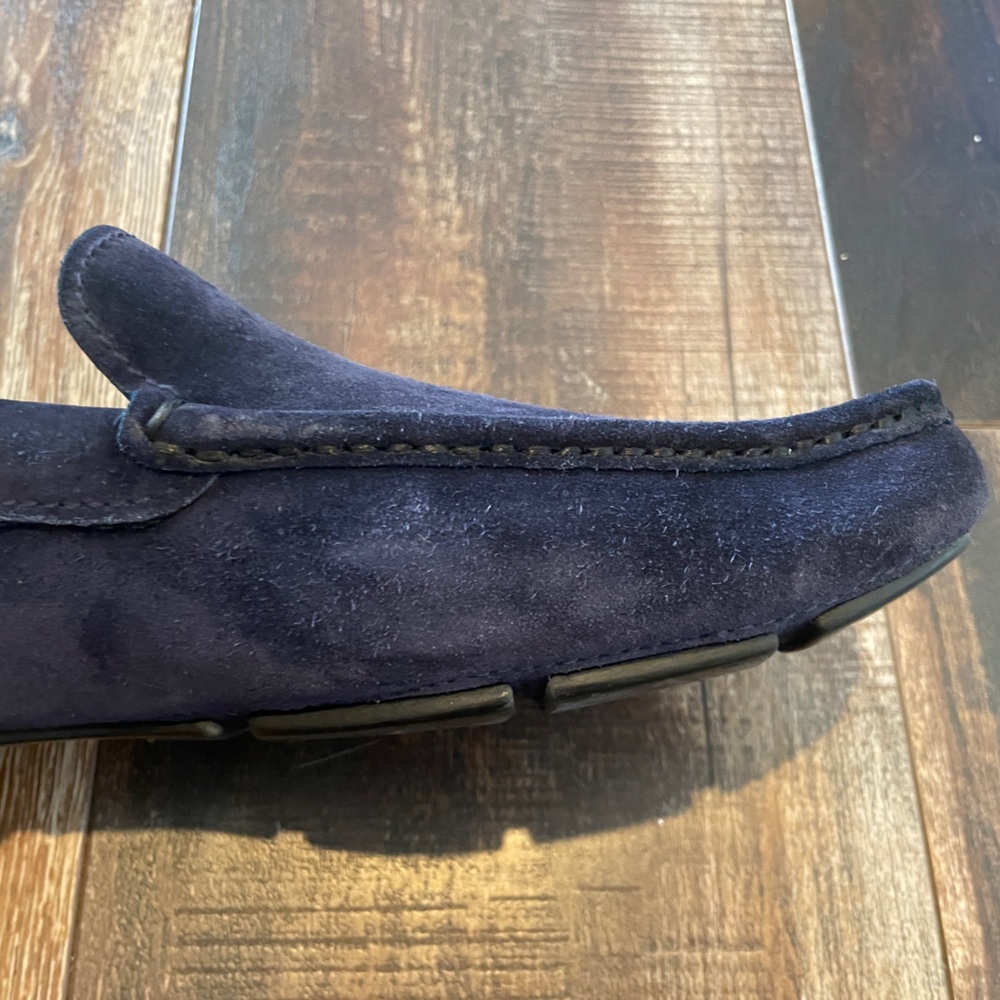 Prada Men's Navy Blue Suede Leather Loafers - size 11 - Picture 9 of 13